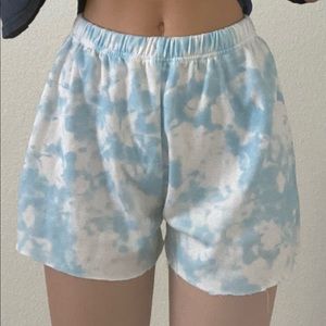blue tie dye sweatshorts